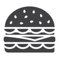 Hamburger glyph icon, food and drink, fast food