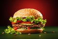 Hamburger on a green background. 3D Rendering Royalty Free Stock Photo