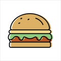 hamburger. grilling food. vector icon in flat style