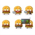 Hamburger gummy candy Programmer cute cartoon character with Royalty Free Stock Photo