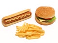 Hamburger, hot dog and french fries Royalty Free Stock Photo