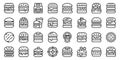 Hamburger icons set outline vector. Food burger