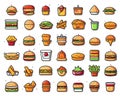 The hamburger icons are Stylized of a fast food meal.