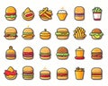 The hamburger icons are Stylized of a fast food meal.