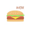 Hamburger illustration, retro