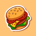 Hamburger illustration vector. Burger sticker Royalty Free Stock Photo