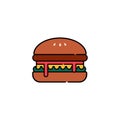 Hamburger isolated icon with sauce. Royalty Free Stock Photo