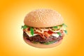 Hamburger isolated on yellow background