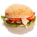 Hamburger in lepinja bread isolated over white Royalty Free Stock Photo