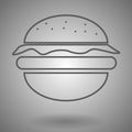 Hamburger line icon, burger outline logo illustration, cheeseburger linear pictogram isolated on gray