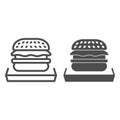 Hamburger line and solid icon, fast food concept, beefburger sign on white background, burger sandwich icon in outline Royalty Free Stock Photo