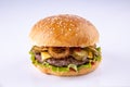 Hamburger with marbled beef on a light background for the menu5 Royalty Free Stock Photo