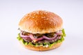Hamburger with marbled beef on a light background for the menu1 Royalty Free Stock Photo