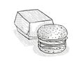 Hamburger meal Cartoon Retro Drawing