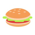 Hamburger with Meat And Salad Flat Vector Icon