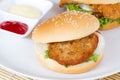 hamburger with meat on white dish Royalty Free Stock Photo