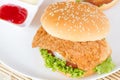 hamburger with meat on white dish Royalty Free Stock Photo