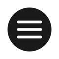 Hamburger menu bar icon flat black round button vector illustration