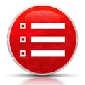 Hamburger menu bar icon metallic grunge abstract red round button illustration