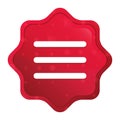 Hamburger menu bar icon misty rose red starburst sticker button