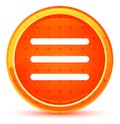 Hamburger menu bar icon natural orange round button Royalty Free Stock Photo