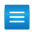 Hamburger menu bar icon shiny blue square button