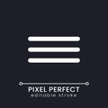 Hamburger menu button pixel perfect white linear ui icon for dark theme