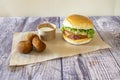 Hamburger menu with ham croquette Royalty Free Stock Photo