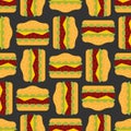 Hamburger pattern seamless. Burger background. Fast food ornament