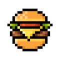 Cheeseburger pixel art on white background Royalty Free Stock Photo