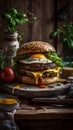 hamburger on a plate Royalty Free Stock Photo