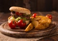Hamburger and potato Royalty Free Stock Photo