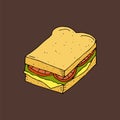 Hamburger, sandwich. Bread with a cutlet, cheese, lettuce and to