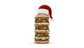 Hamburger with santa hat.