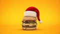 Hamburger with santa hat.