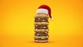 Hamburger with santa hat.