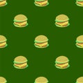 Hamburger Seamless Pattern on Green Background Royalty Free Stock Photo