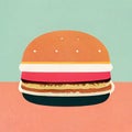 Hamburger simple picture. Hamburger on a gradient background. Digital illustration based on render by neural network