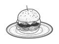 Hamburger sketch vector illustration