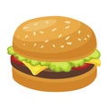 Hamburger snack icon, delicious meat fresh meal