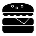 Hamburger solid icon. Fast food vector illustration isolated on white. Burger glyph style design, designed for web and