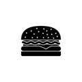 Hamburger solid icon, food drink elements