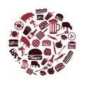 Hamburger theme modern simple icons set in circle eps10