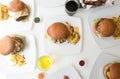 Hamburger top view with soda and french fries Royalty Free Stock Photo