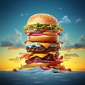 Hamburger Transformed: Sea and Island Illusion