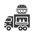 Hamburger truck vector, Food truck solid style icon