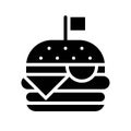 Hamburger vector, fast food related solid design icon