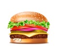 696_Vector Realistic Hamburger Classic Burger American Cheeseburger Royalty Free Stock Photo