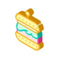 Hamburger with vegan cutlet isometric icon vector illustration