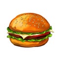 Hamburger vector illustration painted